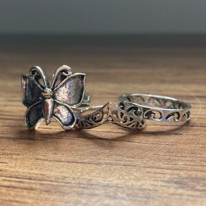 🥰3/$25 3 NIB CHARMING CHARLIE Gorgeous Intricate Design Silver Rings -3 Rings